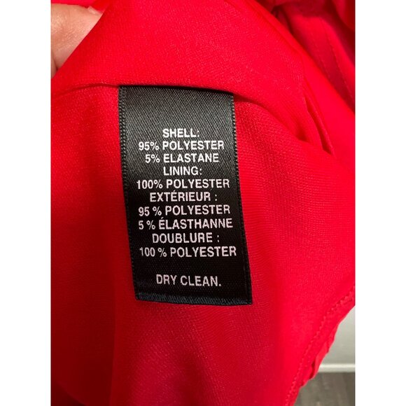 Womens Red Ruched Waist Dress By Black Saks Fifth Avenue Size 16 3/4 Sleeves Bac - Picture 4 of 9